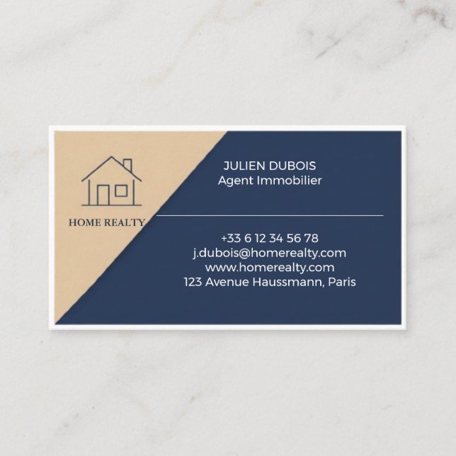 Carte de visite d'agent immobilier moderne (Devant)