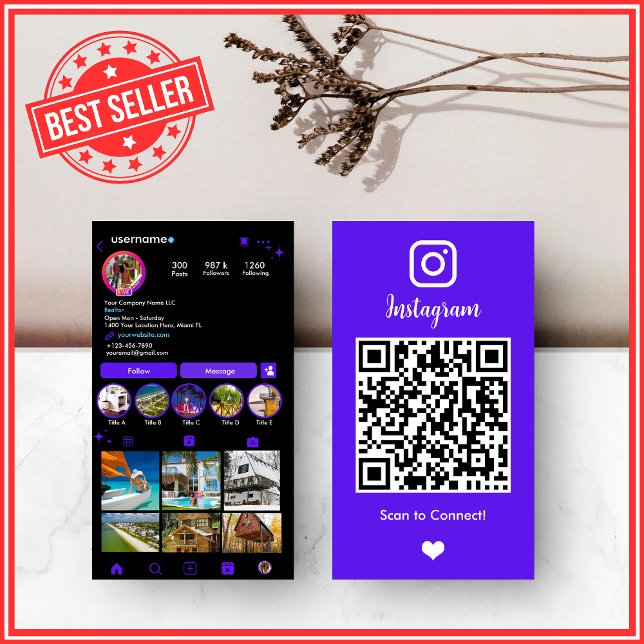 Carte de visite d'agent immobilier Realtor Instagr (Créateur téléchargé)