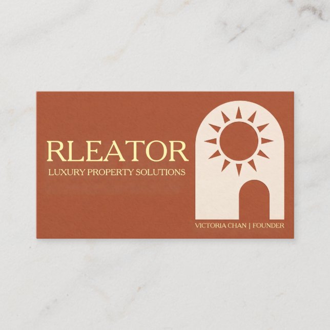 Carte de visite d'agent immobilier Terracotta Sun (Devant)