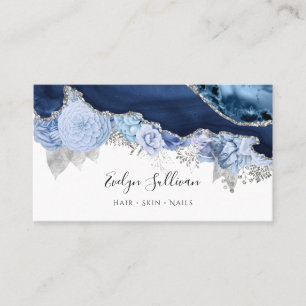 carte de visite d'agneau floral bleu