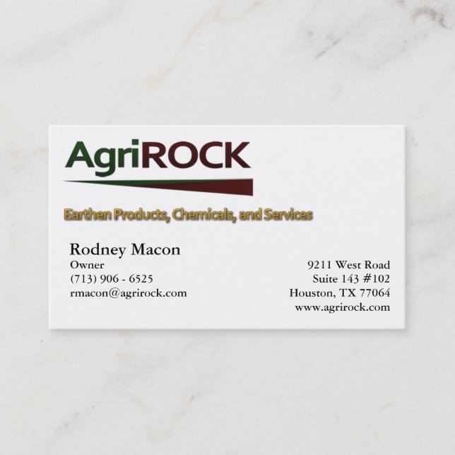 Carte de visite d'AgriRock (Devant)