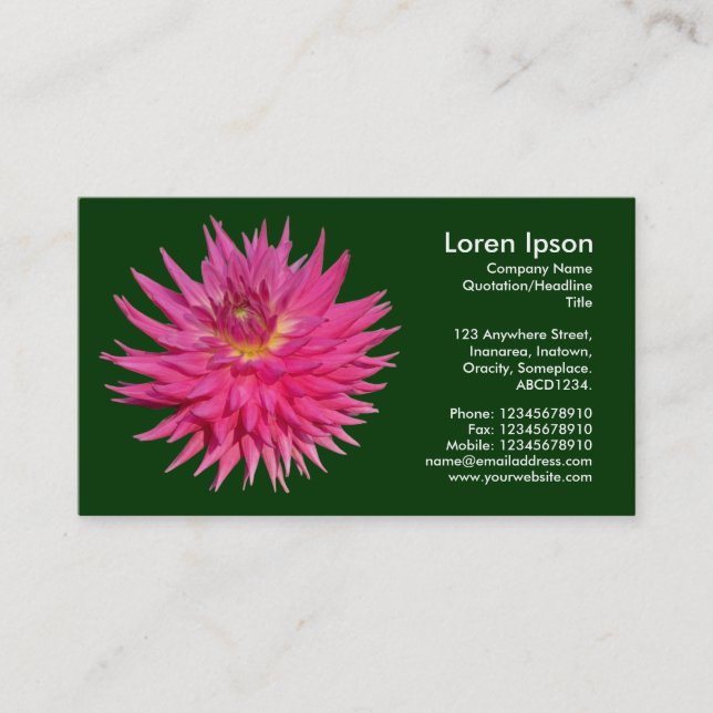 Carte De Visite Dahlia rose - Vert foncé (Devant)