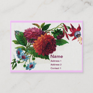 Carte De Visite Dahlias vintages et fuchsias
