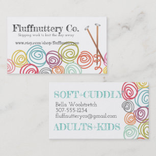 Carte de visite d'aiguilles de tricot de boules de