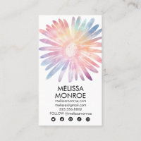 Daisy aquarelle coloré avec les icônes des médias 