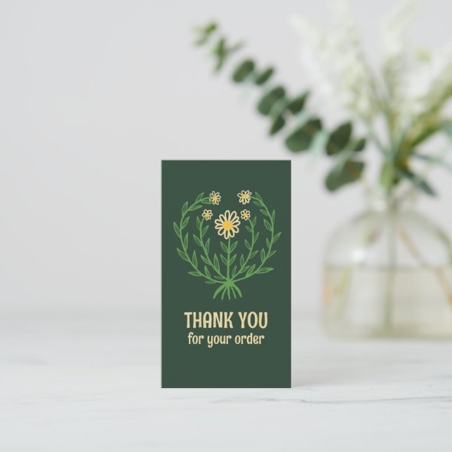 Carte De Visite Daisy Floral Logo Chic Elegant Order Merci (Debout devant)