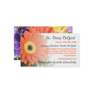 Carte De Visite Daisy Floral Peachy Information de l'enseignant