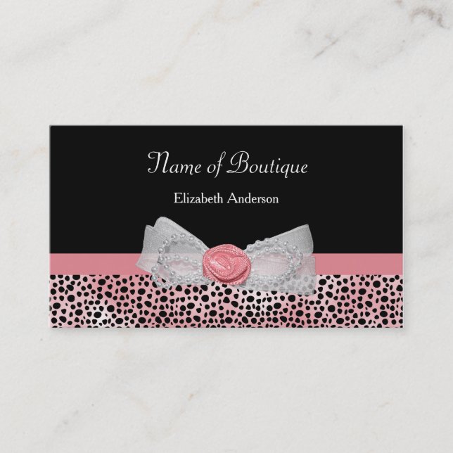 Carte De Visite Dalmatien Boutique au Ruban Rose (Devant)