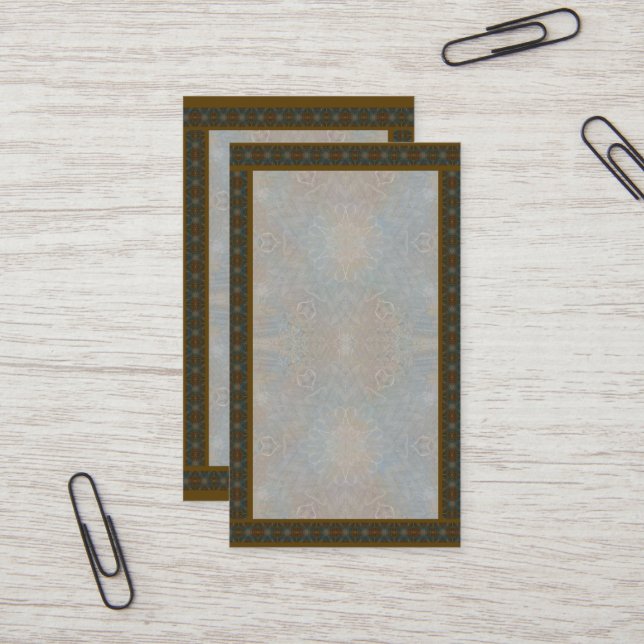 Carte De Visite Damas Abstrait bleu et bronze (Devant/Arrière en situation)