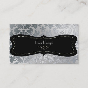 Carte De Visite Damas baroque argent Faux/noir