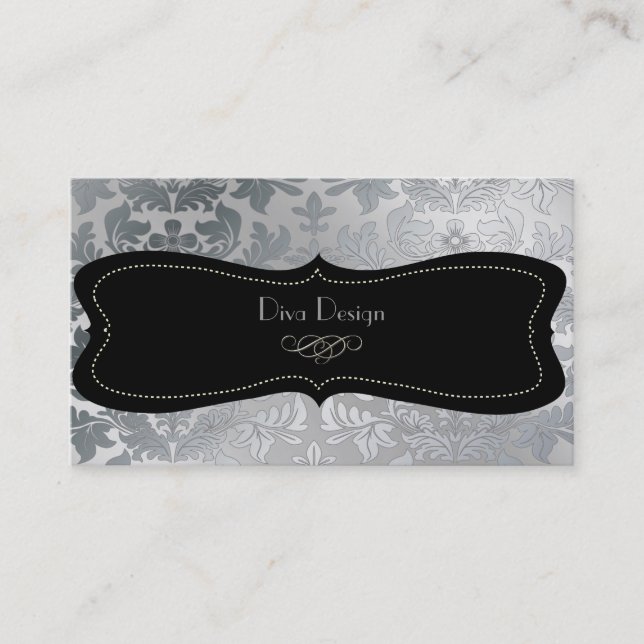Carte De Visite Damas baroque argent Faux/noir (Devant)
