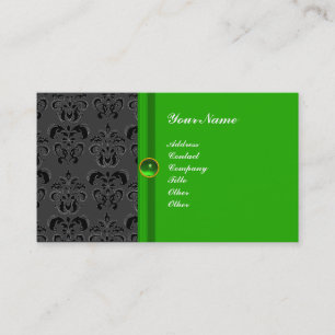 Carte De Visite DAMAS CLASSE MONOGRAMME vert émeraude