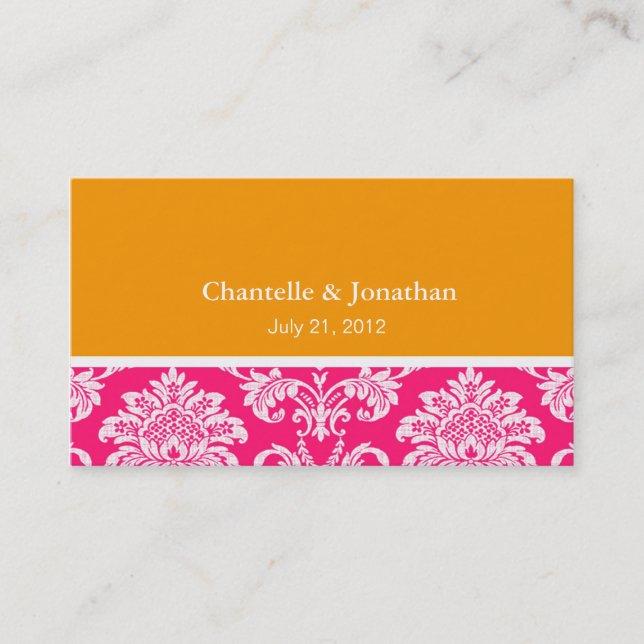 Carte de visite Damas élégant rose et orange (Devant)