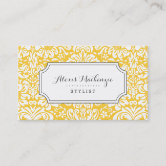 Carte De Visite Damas floral gris et jaune