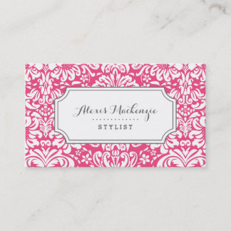 Carte De Visite Damas florale gris et rose