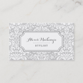 Carte De Visite Damas florales grises et blanches