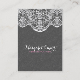 Carte De Visite Damas Gris Embossées Et Dentelle Vintage Blanche