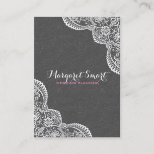 Carte De Visite Damas Gris Embossés Et Dentelle Vintage Blanche 2