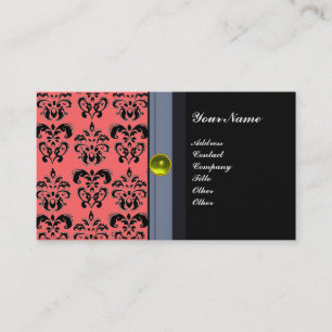 Carte De Visite DAMAS MONOGRAMME CLASSE topaze noire jaune