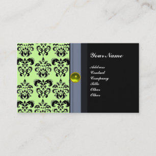 Carte De Visite DAMAS MONOGRAMME CLASSE topaze noire jaune