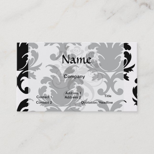 Carte De Visite damas noir et blanc élégant (Devant)