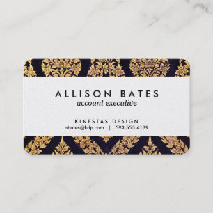 Carte De Visite Damas noir et or Impression traditionnelle contemp