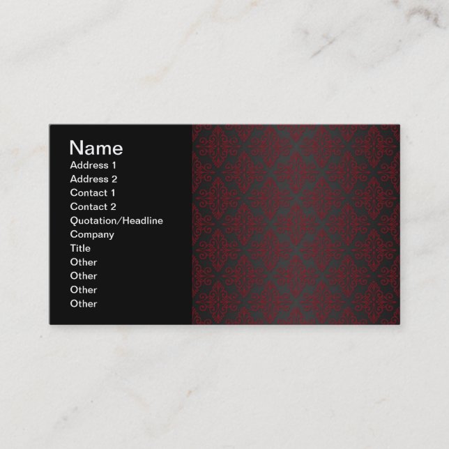 Carte De Visite Damas noir et rouge foncé (Devant)