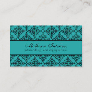 Carte de visite Damas parfaitement poli, Turquoise