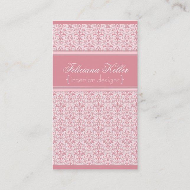 Carte de visite Damas romantique, rose (Devant)
