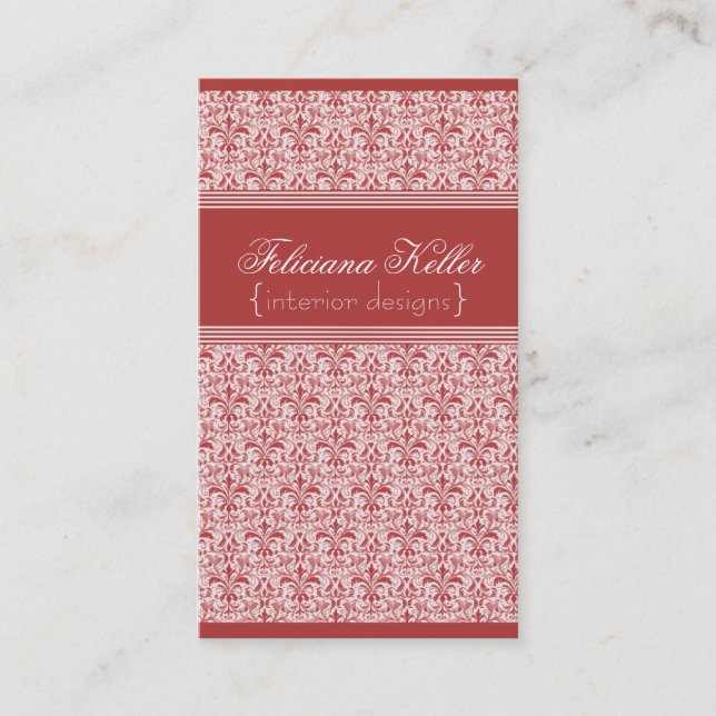 Carte de visite Damas romantique, Rouge (Devant)