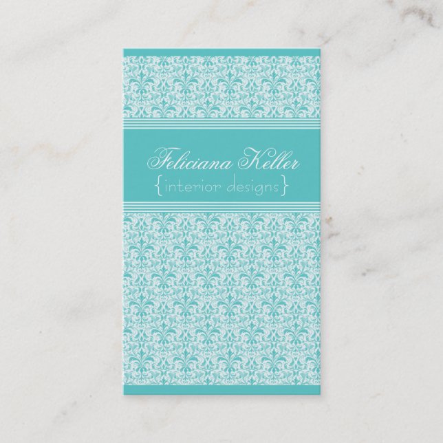 Carte de visite Damas romantique, Turquoise (Devant)