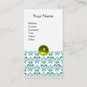 Carte De Visite DAMASK BLUE MONOGRAS Jeu lin jaune