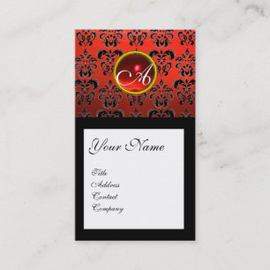 Carte De Visite DAMASK CARRÉ MONOGRAM, rubis rouge