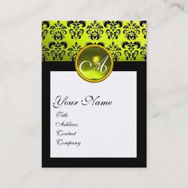 Carte De Visite DAMASK CARRÉ MONOGRAM, topaz jaune (Devant)