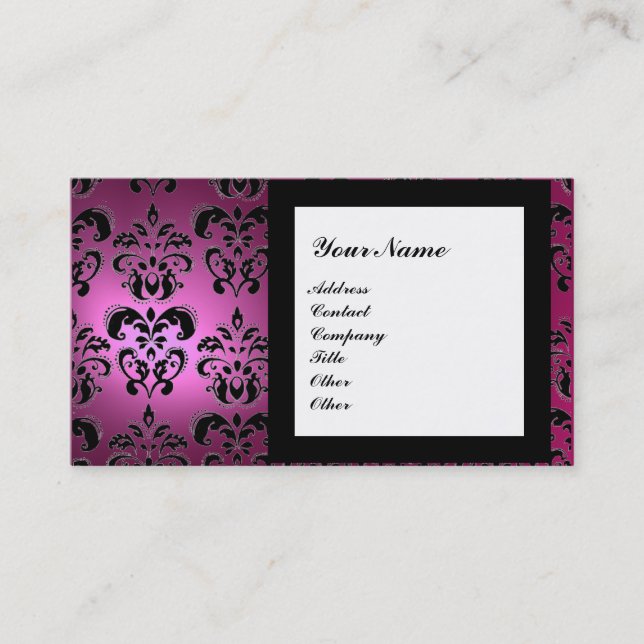 Carte De Visite DAMASK GEM PIERRE MONOGRAMME rose (Devant)