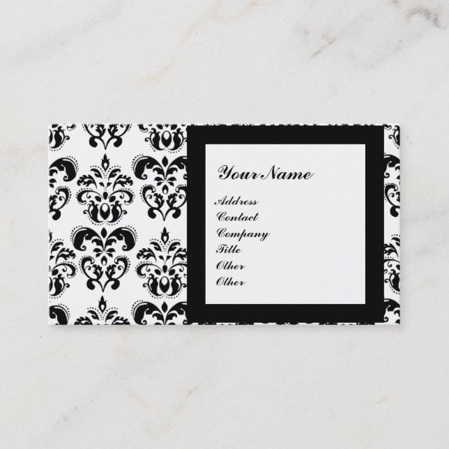Carte De Visite DAMASK GEM STONE MONOGRAM, 2 topaz jaune, violet (Devant)
