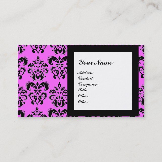 Carte De Visite DAMASK GEM STONE MONOGRAM,2 topaz, violet (Devant)