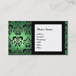 Carte De Visite DAMASK GEM STONE vert MONOGRAMME