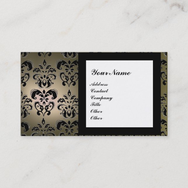 Carte De Visite DAMASK GEMME MONOGRAMME gris (Devant)