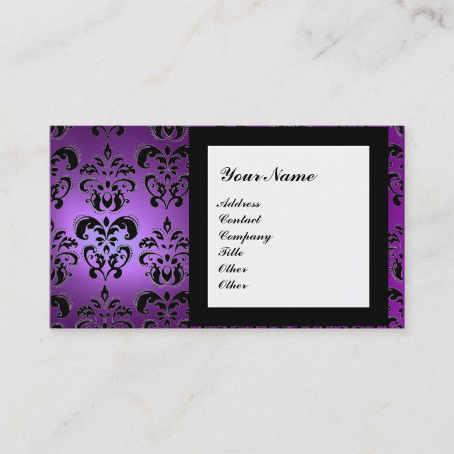 Carte De Visite DAMASK GEMME MONOGRAMME pourpre (Devant)