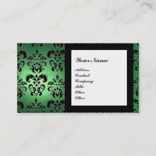 Carte De Visite DAMASK GEMME MONOGRAMME vert