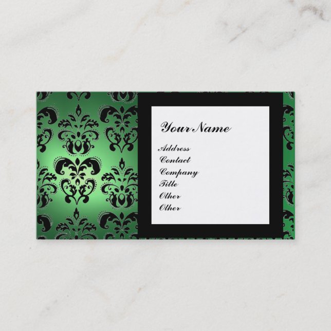 Carte De Visite DAMASK GEMME MONOGRAMME vert (Devant)