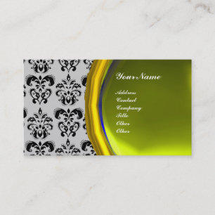 Carte De Visite DAMASK GEMME PIERRE MONOGRAMME,topaze jaune ,viole