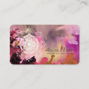 Carte De Visite Damask Mandala Abstrait Aquarelle Artiste Vintage