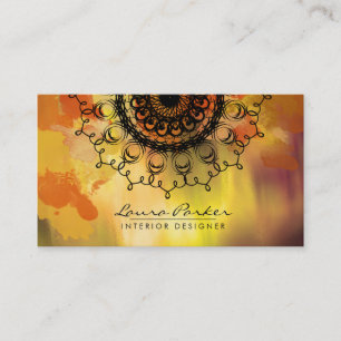 Carte De Visite Damask Mandala Aquarelle Or Artiste élégant