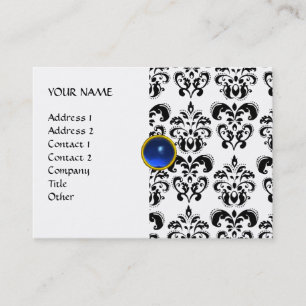 Carte De Visite DAMASK MON RUBY bleu clair gris or