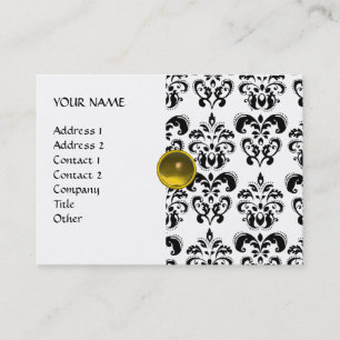 Carte De Visite DAMASK MON RUBY jaune vif gris or