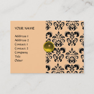 Carte De Visite DAMASK MON RUBY jaune vif gris or