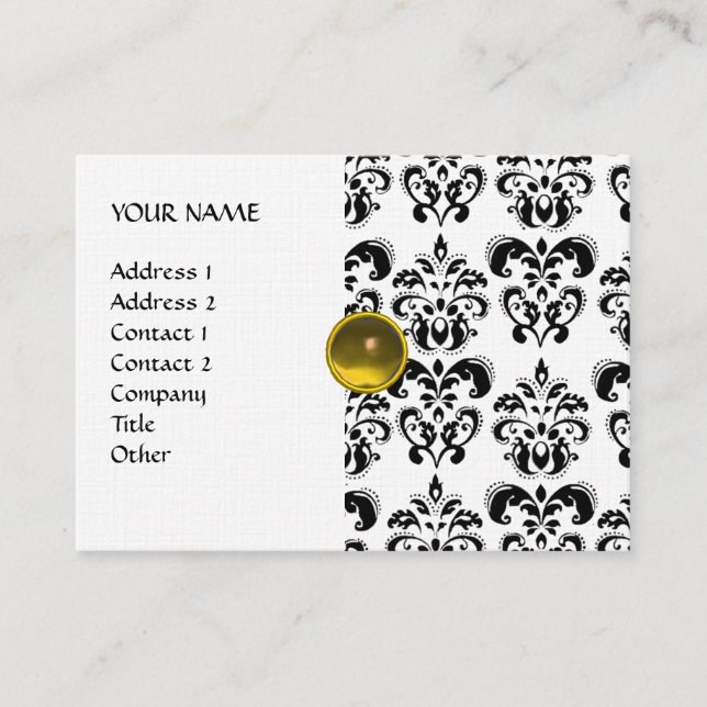Carte De Visite DAMASK MON RUBY lin or gris clair (Devant)