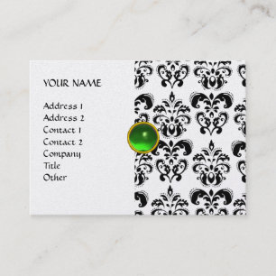 Carte De Visite DAMASK MON RUBY platine or gris vert brillant